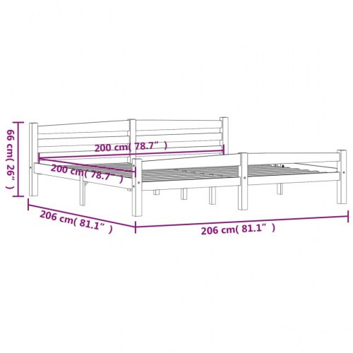 Sengeramme i massivt fyrretræ 200 × 200 cm - uden madras