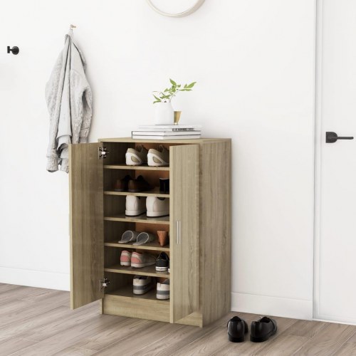 Skoskab 60×35×92 cm i konstrueret træ - sonoma eg