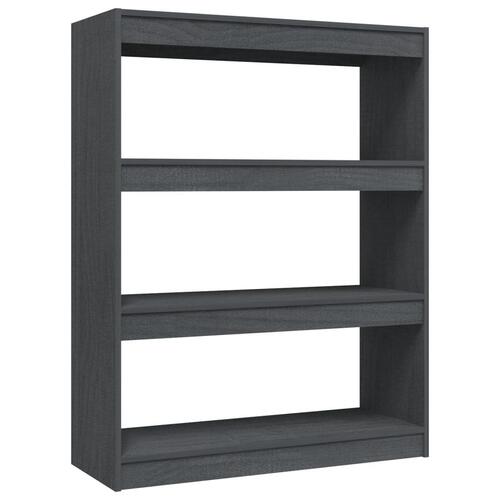 Bogreol/rumdeler 100x30x103 cm massivt fyrretræ grå