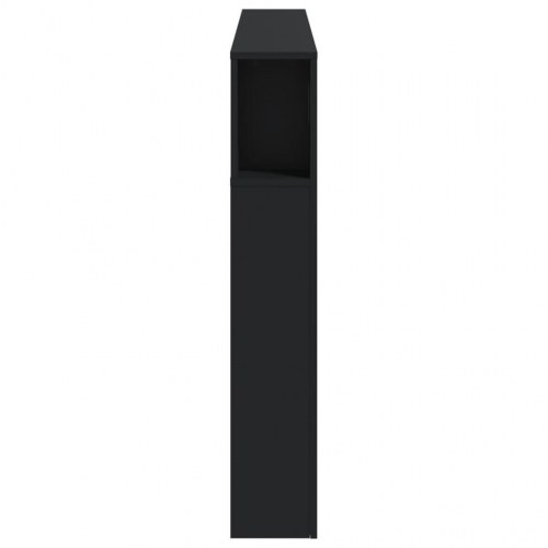 Sengegavl med LED-lys 160×18,5×103,5 cm - sort konstrueret træ