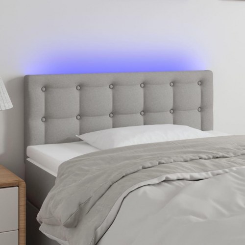 Sengegavl med LED-lys 80 x 5 x 78/88 cm - lysegrå
