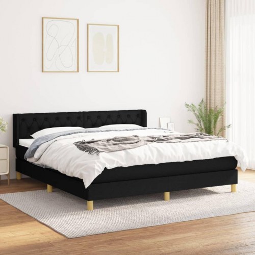 Kontinentalseng med madras 160×200 cm - stof, sort