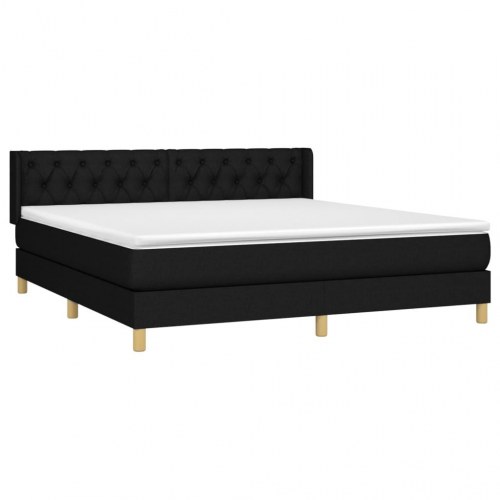 Kontinentalseng med madras 160×200 cm - stof, sort