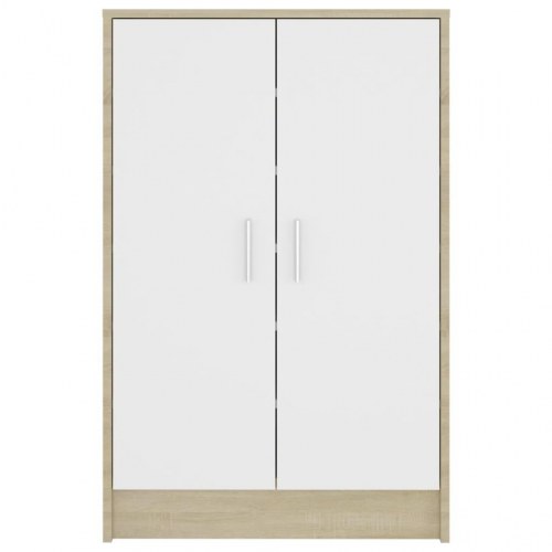 Skoreol 60x35x92 cm spånplade hvid og sonoma-eg