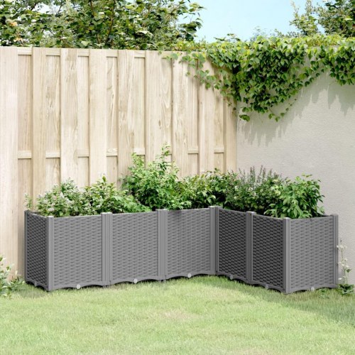 Plantekasse med 6 moduler 160 x 120 x 53 cm - lysegrå