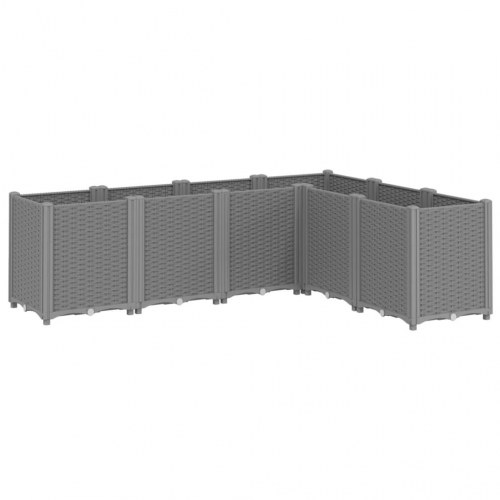 Plantekasse med 6 moduler 160 x 120 x 53 cm - lysegrå
