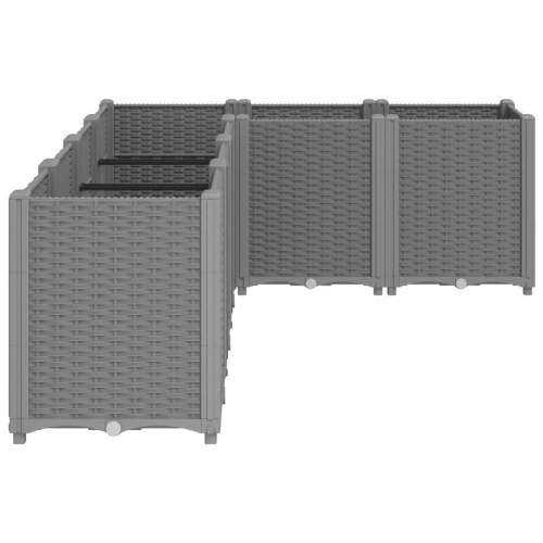 Plantekasse med 6 moduler 160 x 120 x 53 cm - lysegrå