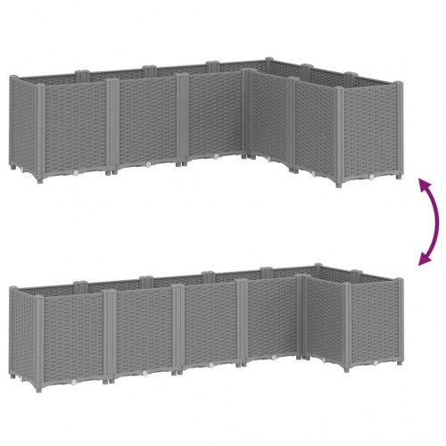 Plantekasse med 6 moduler 160 x 120 x 53 cm - lysegrå