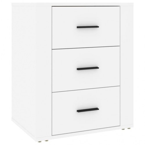 Sengebord med 3 skuffer - 50 × 36 × 60 cm, hvidt konstrueret træ