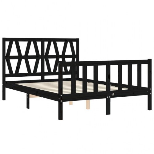 Sengeramme med sengegavl 140x190 cm massivt træ sort