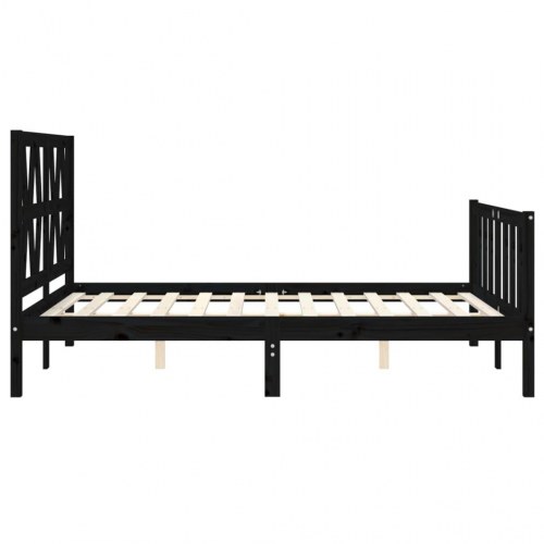 Sengeramme med sengegavl 140x190 cm massivt træ sort