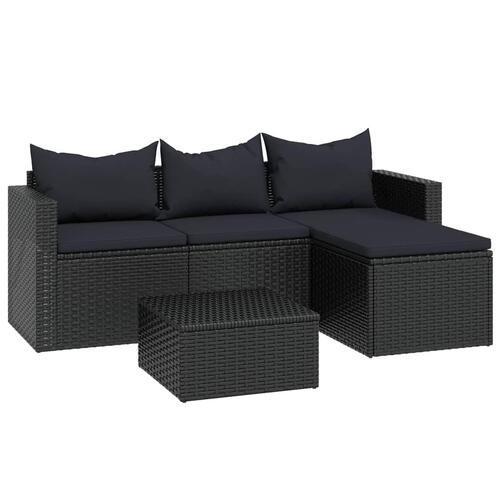 Loungesæt til haven polyrattan sort