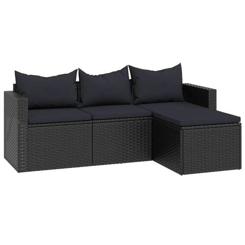Loungesæt til haven polyrattan sort