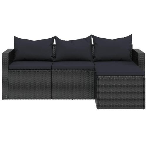 Loungesæt til haven polyrattan sort
