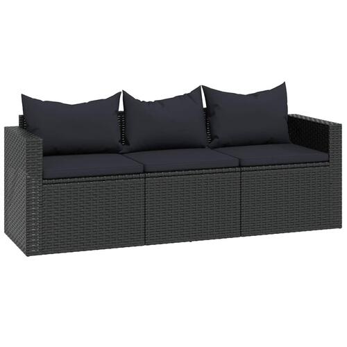 Loungesæt til haven polyrattan sort