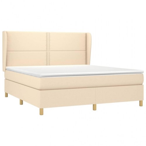 Kontinentalseng med madras 180×200 cm - stof, cremefarvet