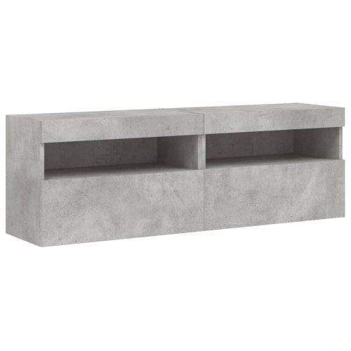 Væghængte tv-borde 2 stk. med LED-lys 60x30x40 cm betongrå