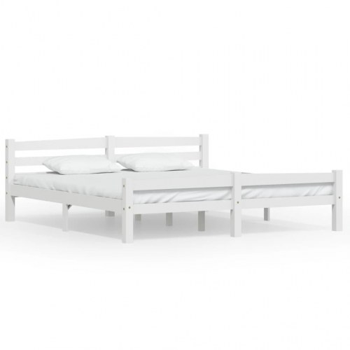 Sengestel 180x200 cm massivt fyrretræ hvid
