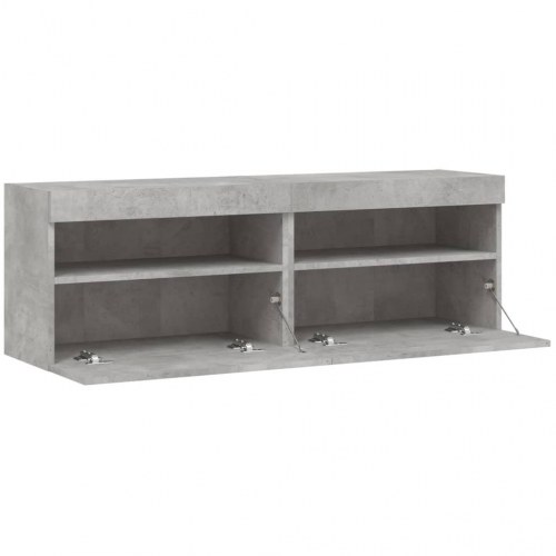 Væghængte tv-borde 2 stk. med LED-lys 60x30x40 cm betongrå