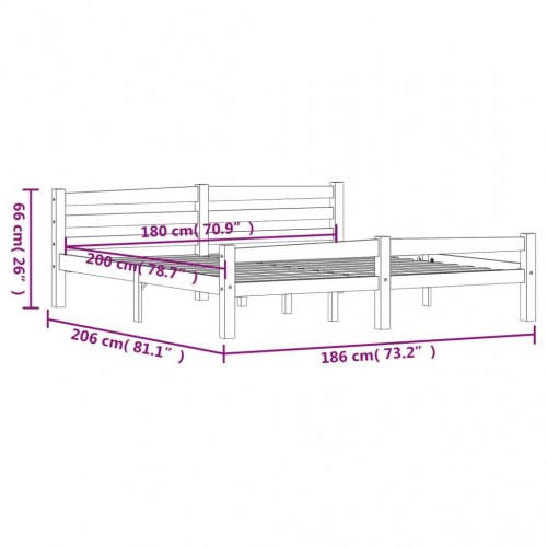 Sengestel 180x200 cm massivt fyrretræ hvid