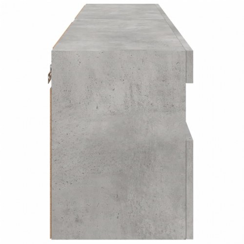 Væghængte tv-borde 2 stk. med LED-lys 60x30x40 cm betongrå