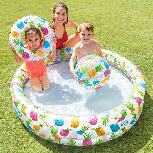 Oppustelig Pool til Børn Intex Ananas Ringe 248 L 132 x 28 x 132 cm (12 enheder)