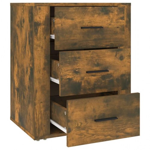 Sengebord med 3 skuffer 50 × 36 × 60 cm - røget egetræsfarve