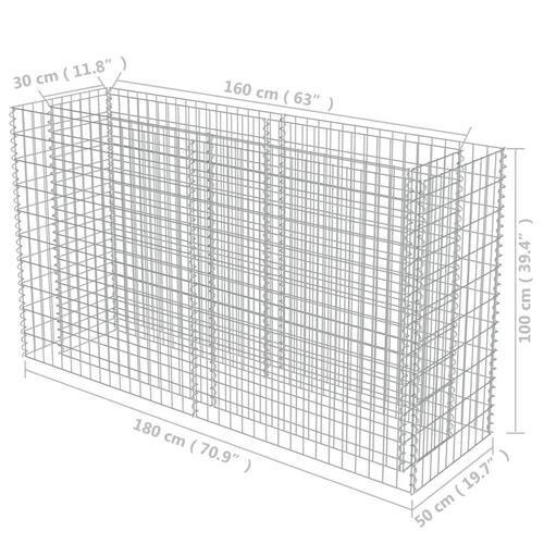 Gabion-højbed 180x50x100 cm galvaniseret stål