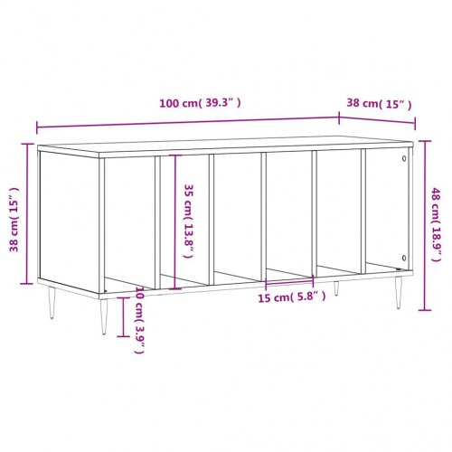 Vinylskab 100×38×48 cm i konstrueret træ - grå sonoma-eg