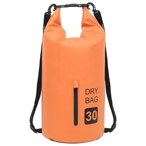 Vandtæt tørpose m. lynlås 30 l PVC orange