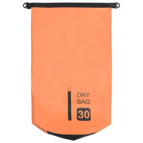 Vandtæt tørpose m. lynlås 30 l PVC orange