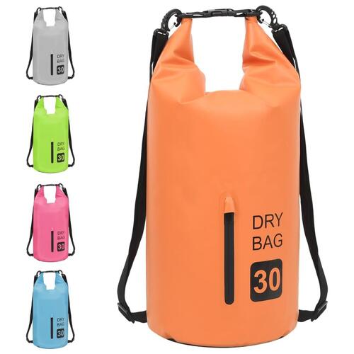 Vandtæt tørpose m. lynlås 30 l PVC orange