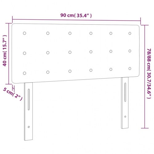 Sengegavl med LED-lys 90 x 5 x 78/88 cm - mørkegrå