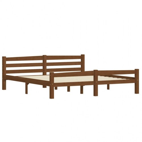 Sengeramme uden madras massivt fyrretræ 180x200 cm honningbrun
