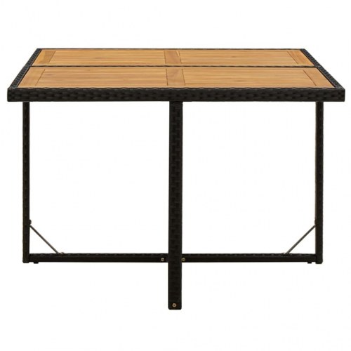 Havebord i polyrattan og massivt akacietræ - 109×107×74 cm, sort