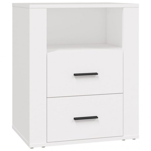 Sengebord 50 × 36 × 60 cm i konstrueret træ - hvid, med 2 skuffer