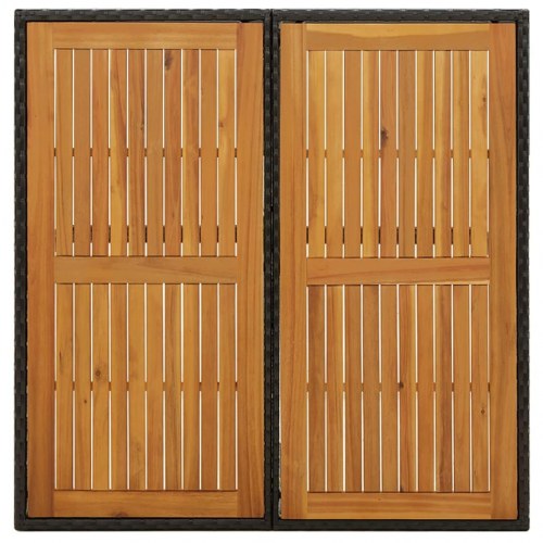 Havebord i polyrattan og massivt akacietræ - 109×107×74 cm, sort