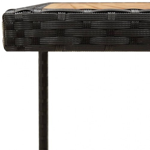 Havebord i polyrattan og massivt akacietræ - 109×107×74 cm, sort