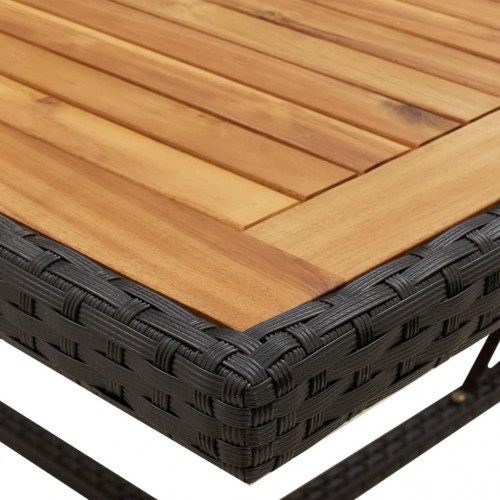 Havebord i polyrattan og massivt akacietræ - 109×107×74 cm, sort