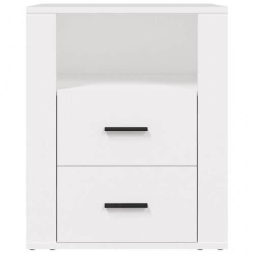 Sengebord 50 × 36 × 60 cm i konstrueret træ - hvid, med 2 skuffer