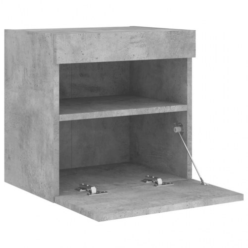 Væghængt tv-bord med LED-lys 40x30x40 cm betongrå