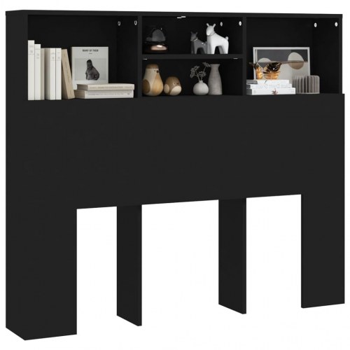 Sengegavl med opbevaring 120 x 19 x 103,5 cm - sort