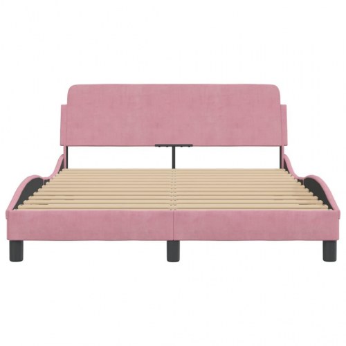 Sengeramme med sengegavl Dover - pink fløjl 120 x 200 cm