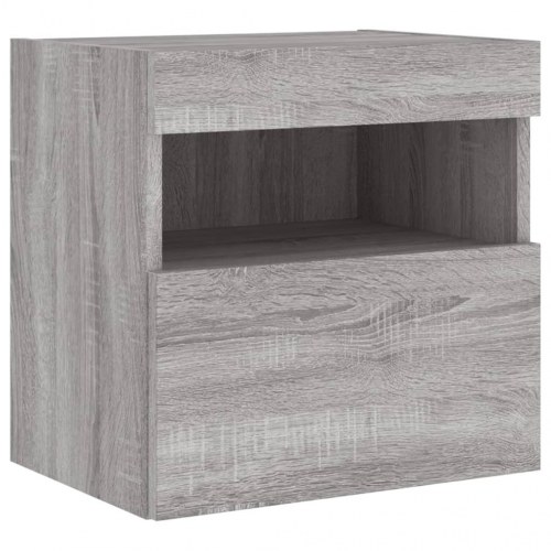 Væghængte tv-borde 2 stk. med LED-lys 40x30x40 cm grå sonoma-eg