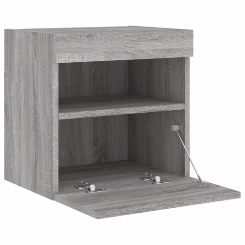 Væghængte tv-borde 2 stk. med LED-lys 40x30x40 cm grå sonoma-eg