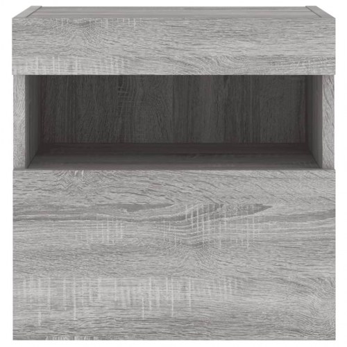 Væghængte tv-borde 2 stk. med LED-lys 40x30x40 cm grå sonoma-eg