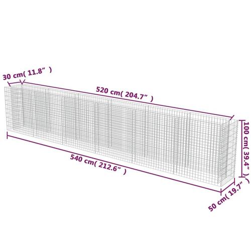 Gabion-højbed 540x50x100 cm galvaniseret stål