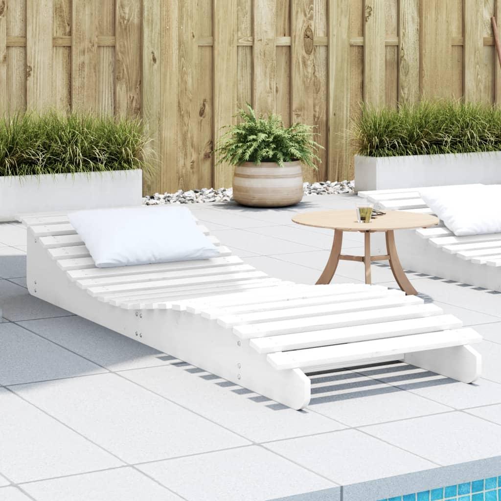 Liggestol 205x60x31,5 cm massivt fyrretræ hvid