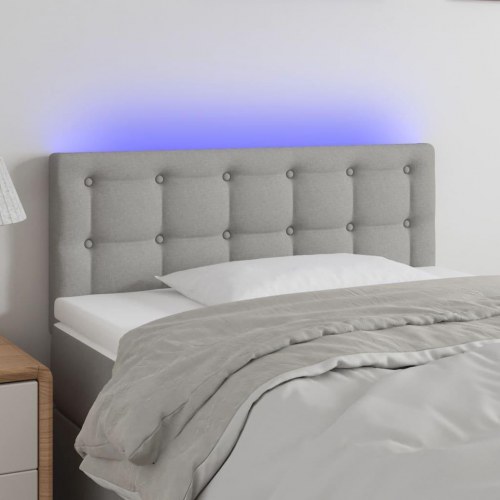 Sengegavl med LED-lys 100 x 5 x 78/88 cm - lysegrå