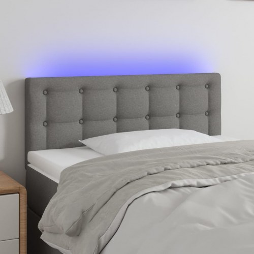 Sengegavl med LED-lys 100 x 5 x 78/88 cm - mørkegrå